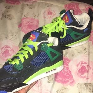 Black/royal/green air Jordan 4s